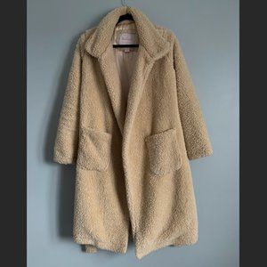 Oversized satin lined fleece coat